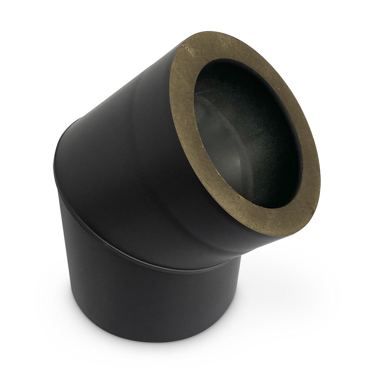 Doppelwandiges Ofenrohr Bogen DN 130 mm 45° Schwarz
