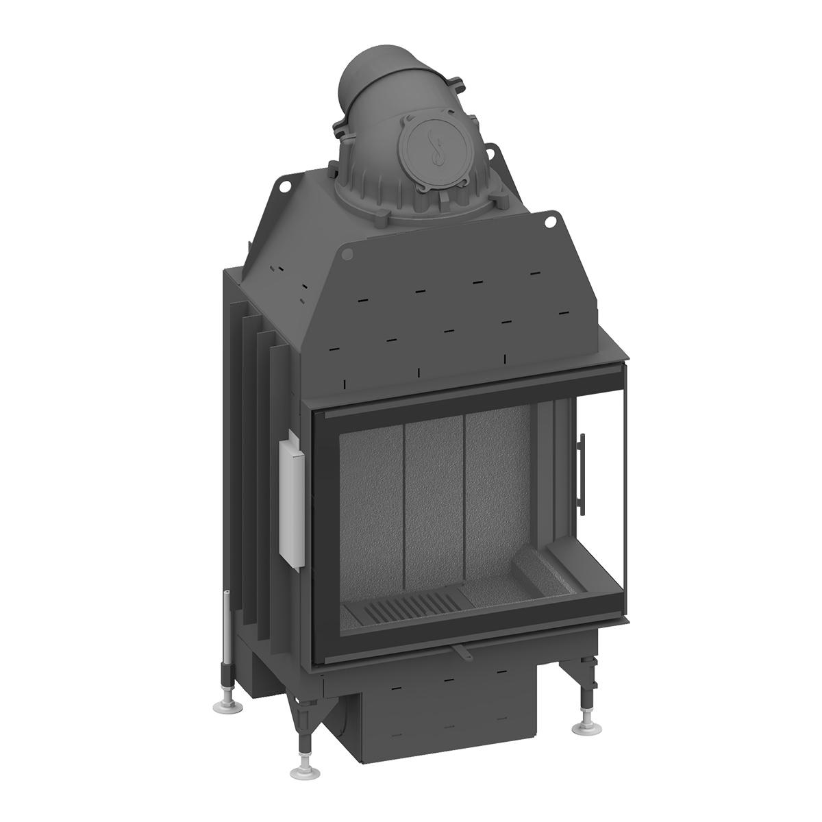 Eck-Kamineinsatz Schmid Ekko R 67(34) s evo mit 7,5 kW - Türhöhe: 51 cm - Türanschlag: rechts - Brennraumauskleidung: Schamotte Weiß | Schamotte Weiß
