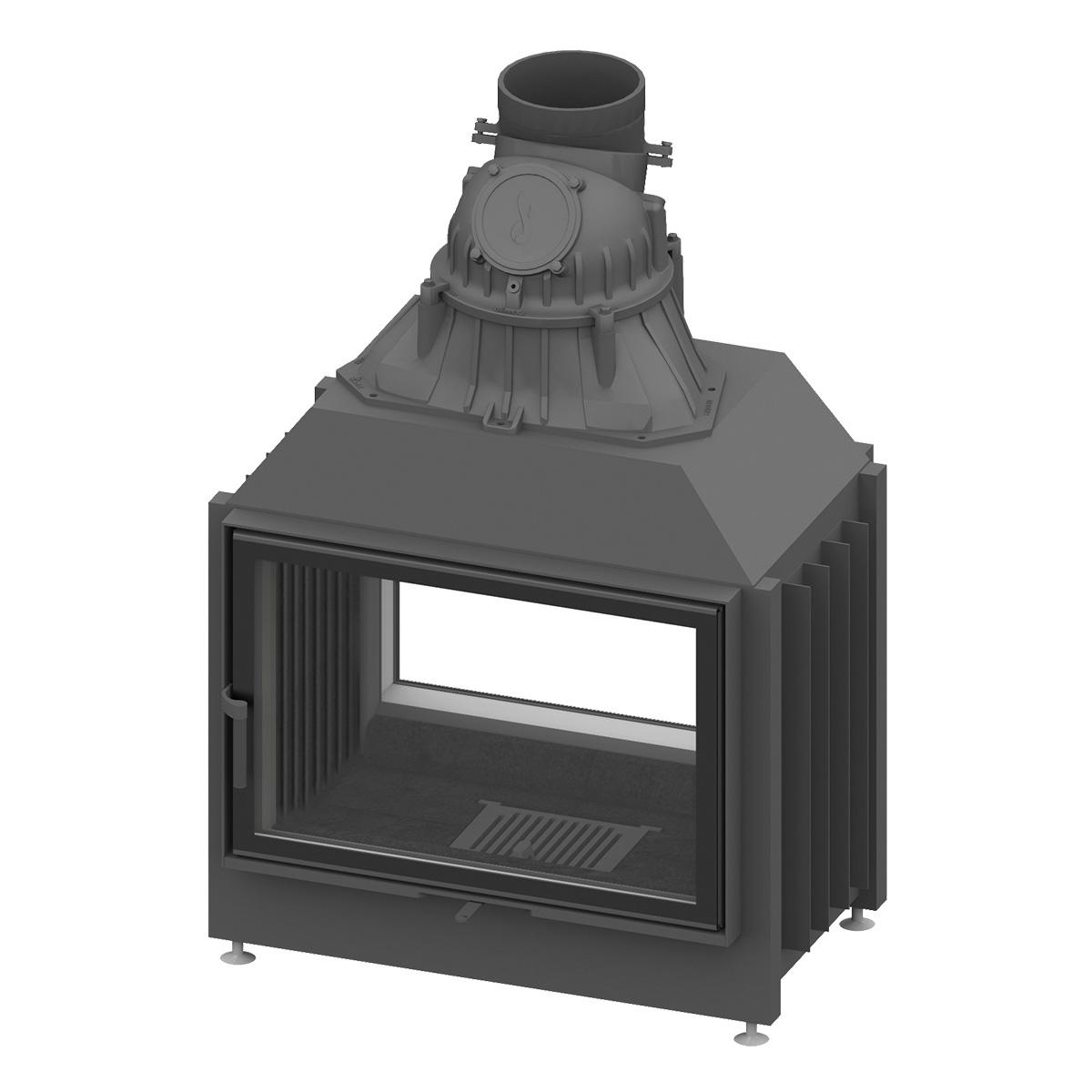 Tunnel-Kamineinsatz Schmid Lina TV 73 s/s mit 9 kW - Türhöhe: 51 cm - Türanschlag: rechts - Brennraumauskleidung: Guss Anthrazit