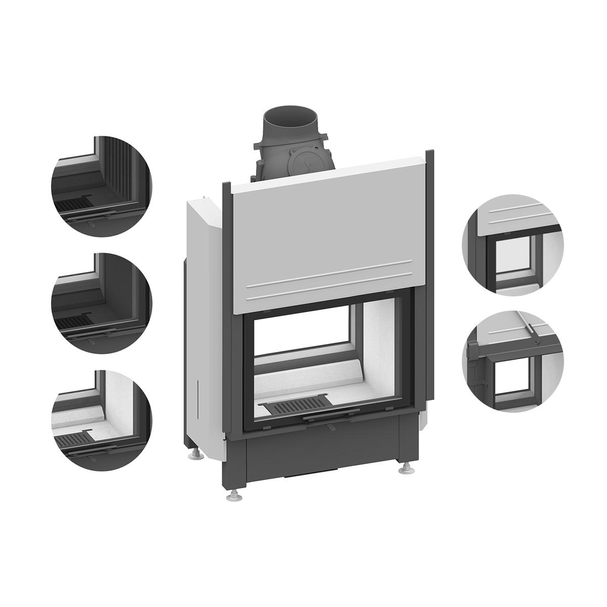 Tunnel-Kamineinsatz Schmid Lina TV 67 h/s mit 9 kW