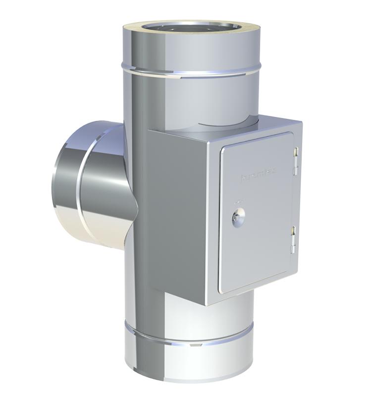 Jeremias DW-FU T-Anschluss mit Revision gegenüberliegend - Winkel: 90° - für Schornstein-Innendurchmesser: 130mm