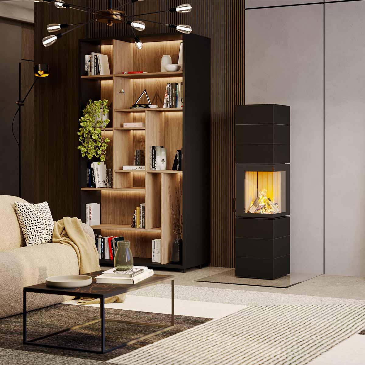 Kaminofen Neocube S20XL Black & White Sonderedition 5,4 kW inkl. Wärmespeicher - Verkleidung: Nero satin