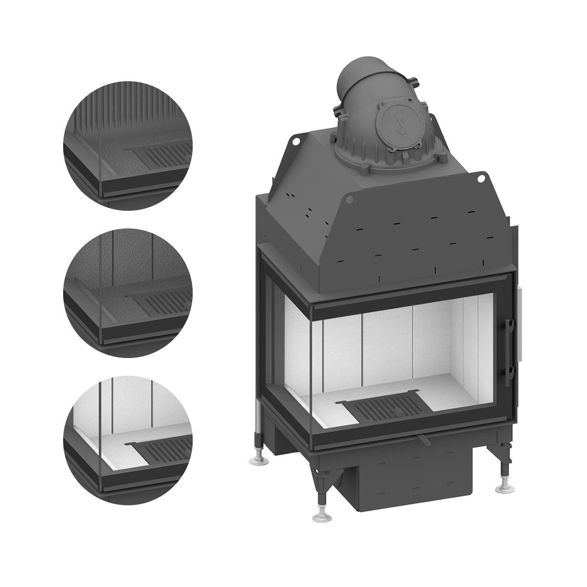 Eck-Kamineinsatz Schmid Ekko L 67(45) s evo mit 9 kW