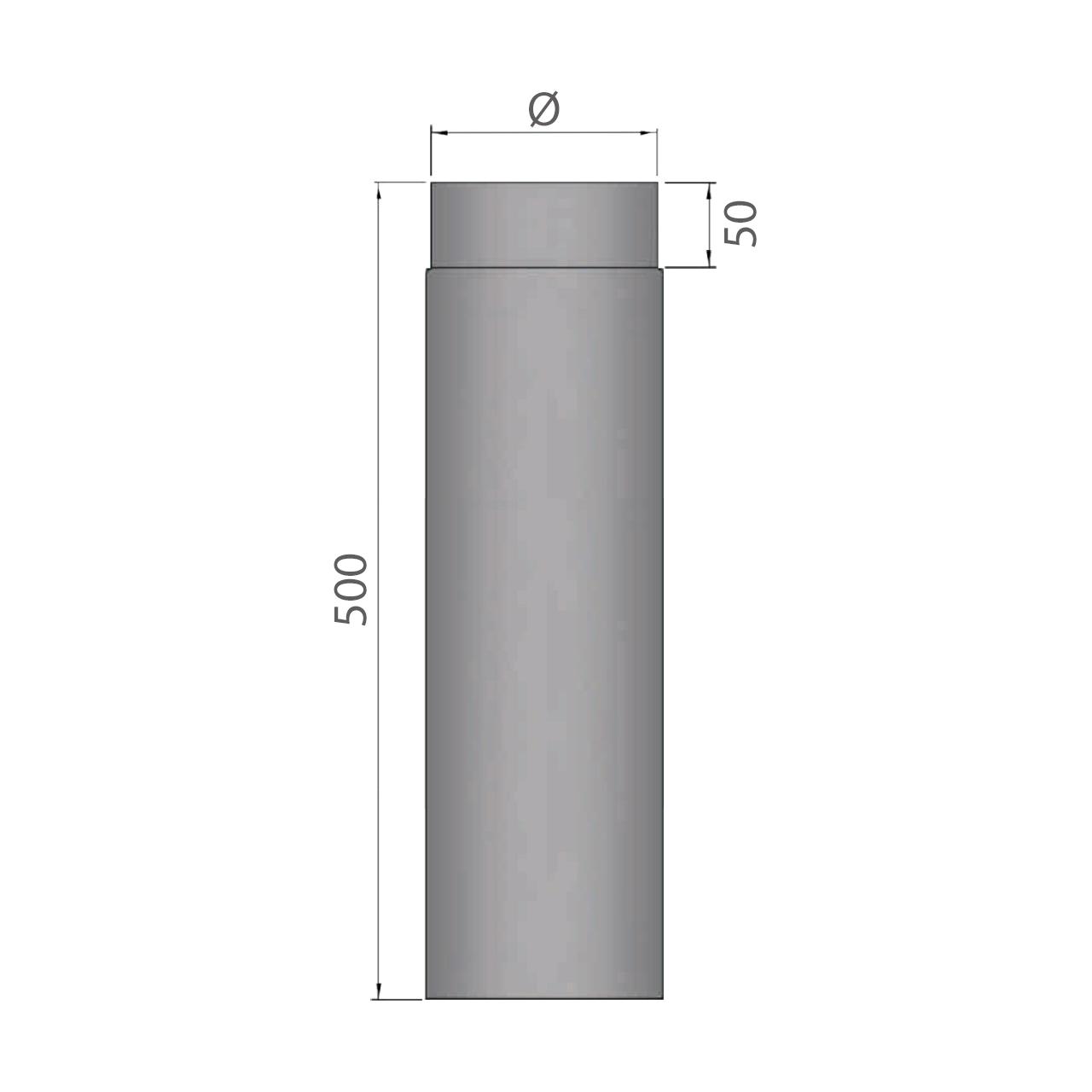 Ofenrohr DN 160 mm Länge 500 mm Schwarz