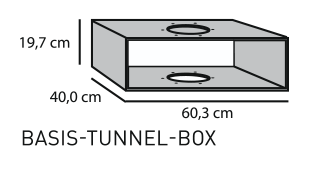 Basis-Tunnel-Box, Breite 60,3 cm, Farbton schwarz, Anschlussöffnungen mittig