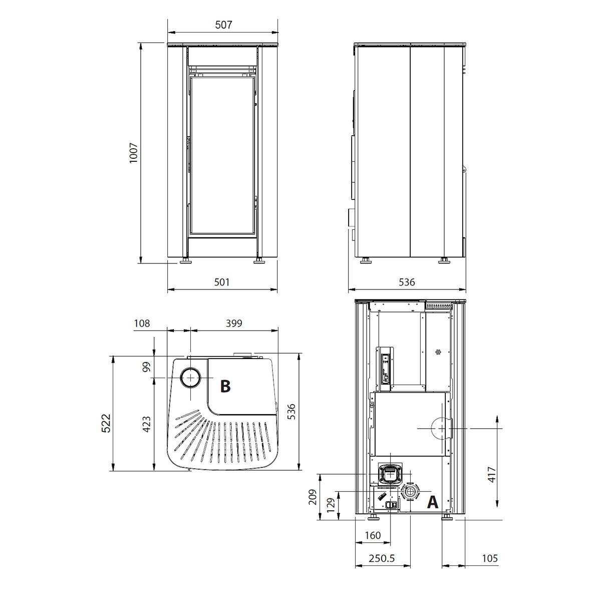 Pelletofen Extraflame Prestige Line Ilary Plus Top mit 8 kW - Verkleidung: weiß