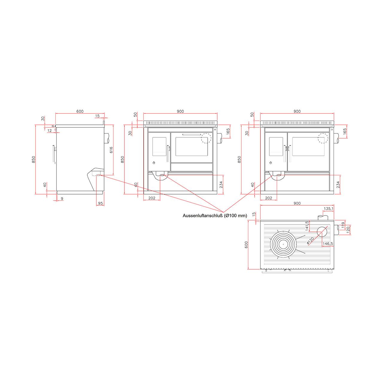 Holzherd Tyrola TR_C 90, 7 kW Küchenofen