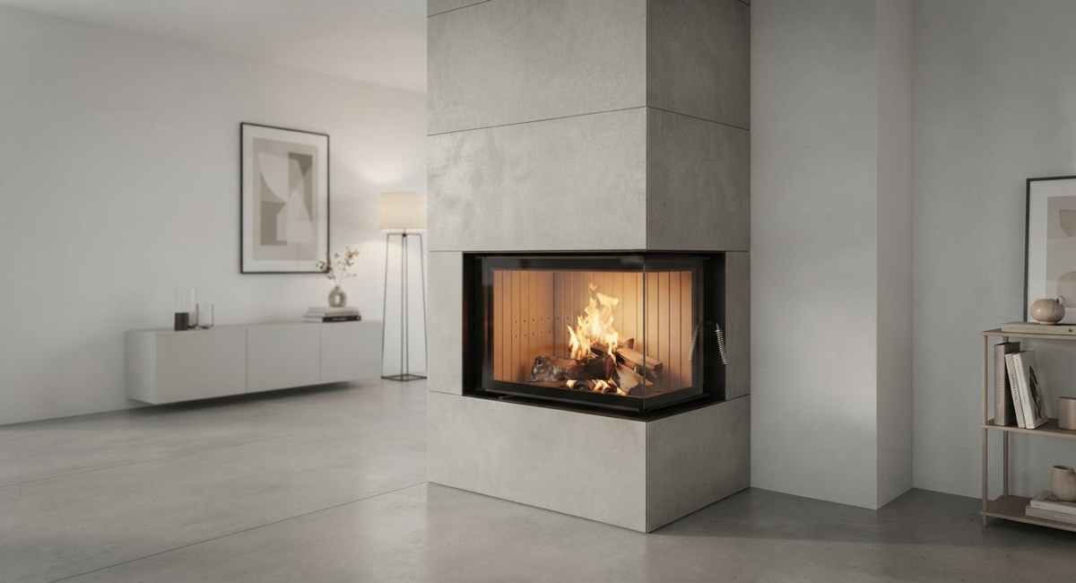 Wasserführender Kamin 42/57/30 Eck