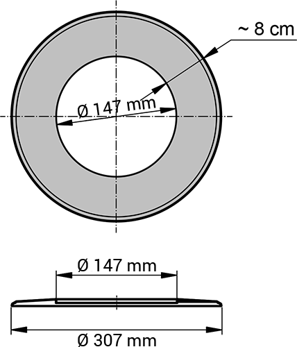 technische Zeichnung, Rosette DN 80 mm für  doppelwandiges Pelletofenrohr