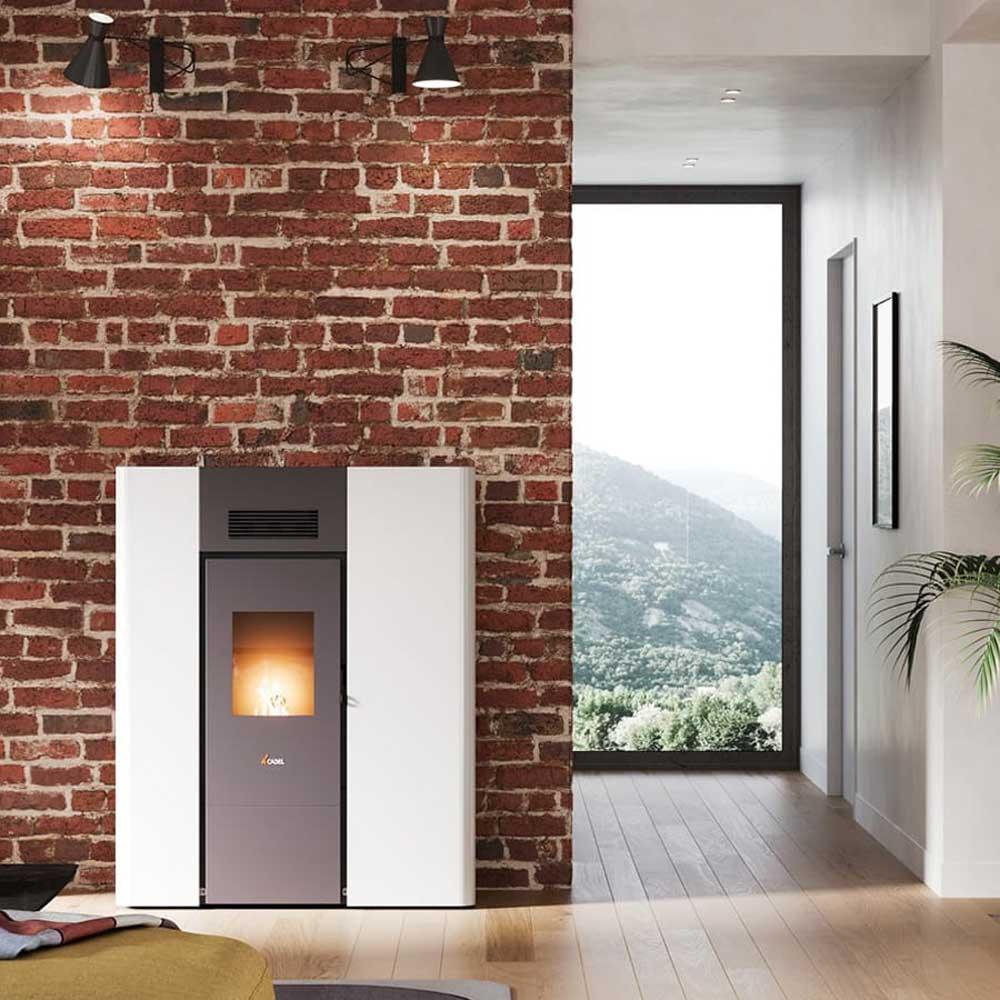 Pelletofen wasserführend Cadel Maya Idro 16 - Ausführung: Stahl/Titanium