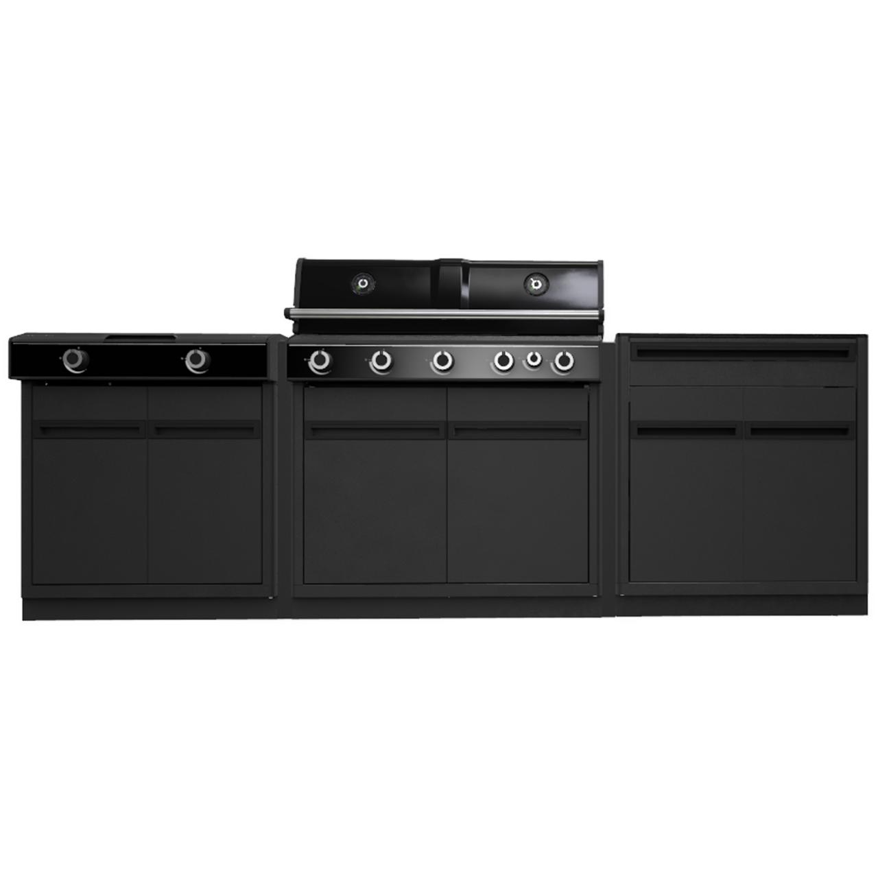 Outdoorchef Heat Outdoorküche X-515 RB K mit Blazing Zone X-245 K und Schrankmodul mit 2 Türen und 1 Schublade inkl. Granit-Arbeitsplatte
