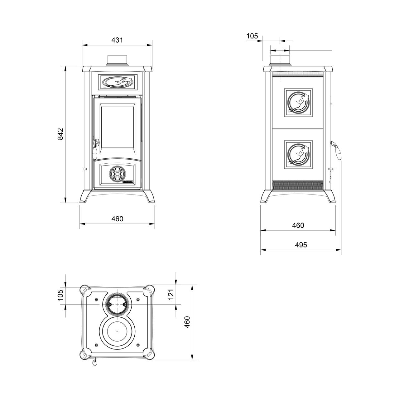 Kaminofen La Nordica Gemma Lean 6,5 kW - Ausführung: Ceramica Panna