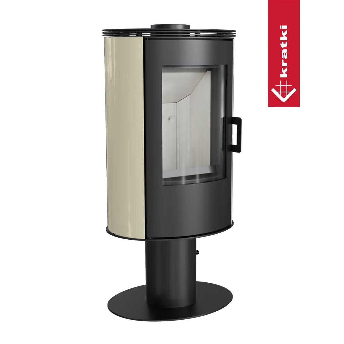 Kaminofen Kratki KOZA/AB/S/N/DR mit Standfuß und Keramikverkleidung 8 kW - Verkleidung: beige - Tür selbstschließend: nein