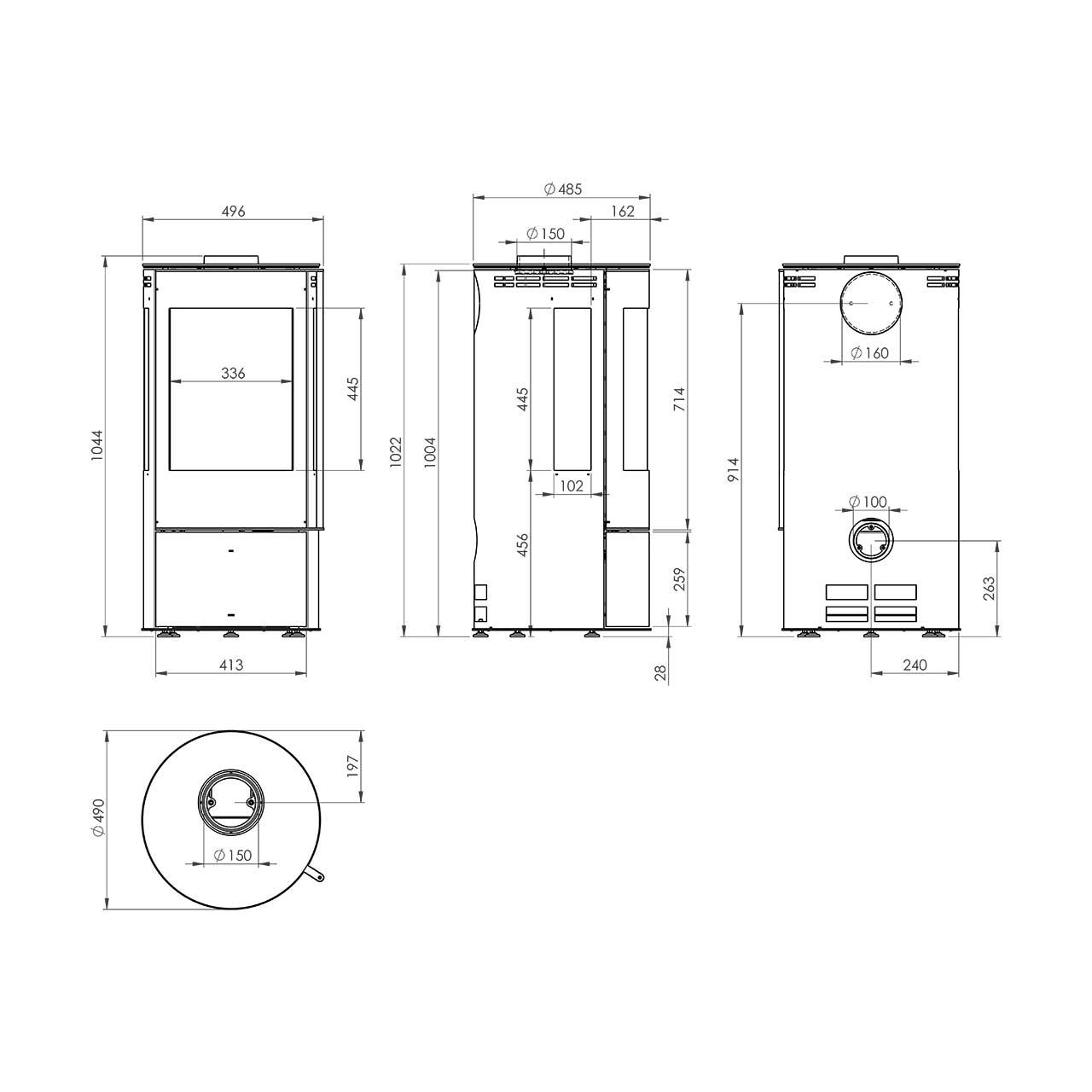 Kaminofen Fireplace Amarant Glas 5 kW
