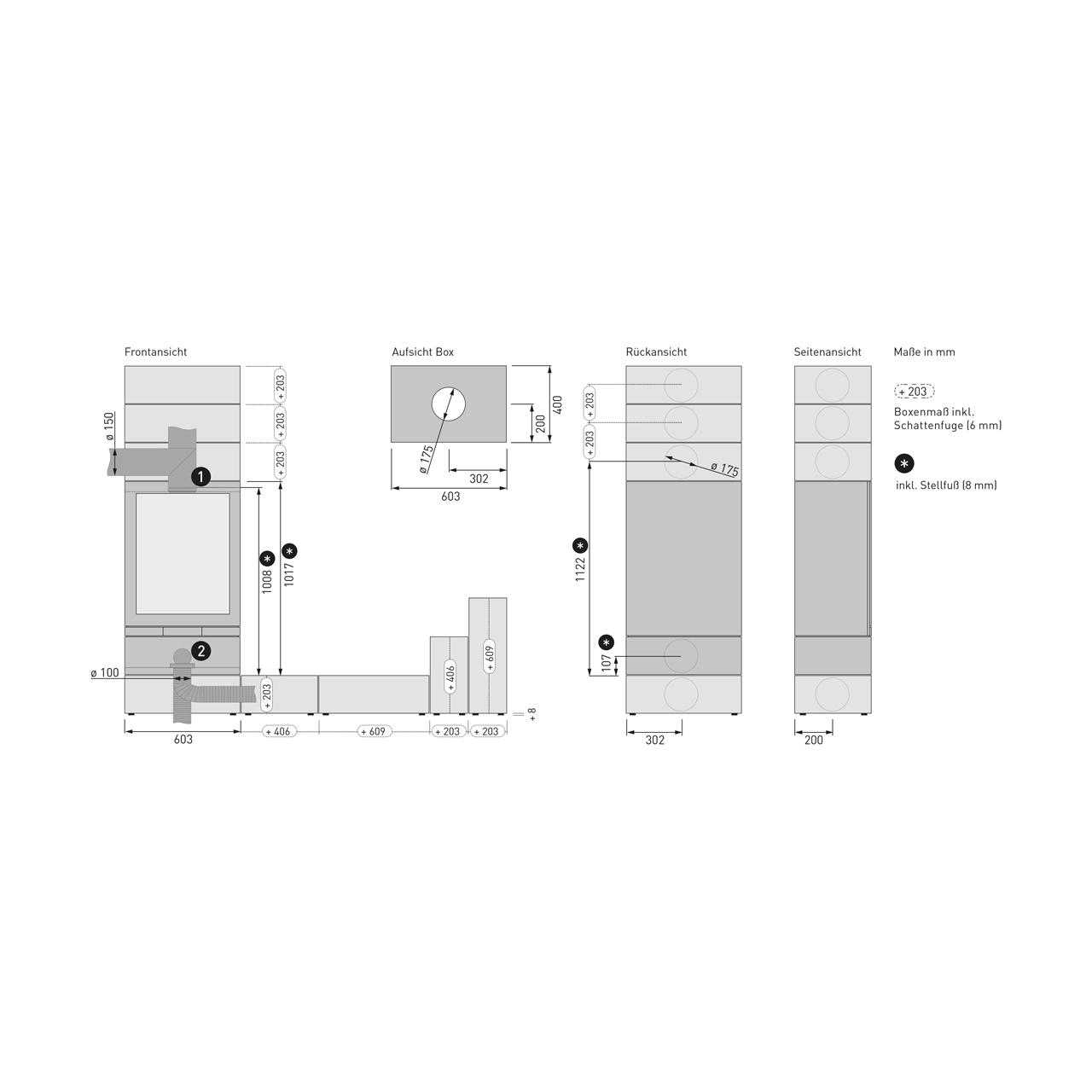 Kaminofen Skantherm Elements 603 Front 2.0 7 kW - Ausführung: Türanschlag Rechts (Griff Links)