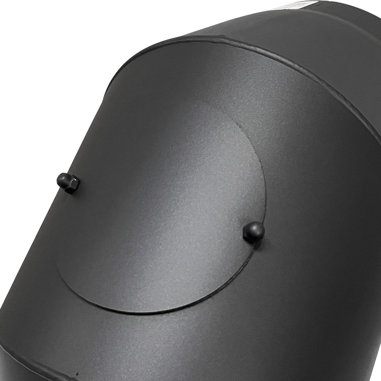Ofenrohr Bogen starr DN 220 mm 90° Schwarz mit Tür