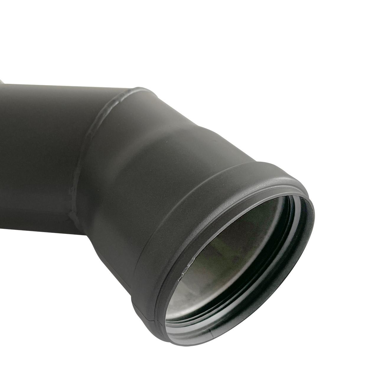 Pelletofenrohr Versatzbogen DN 80 mm Schwarz 60 mm S-Bogen