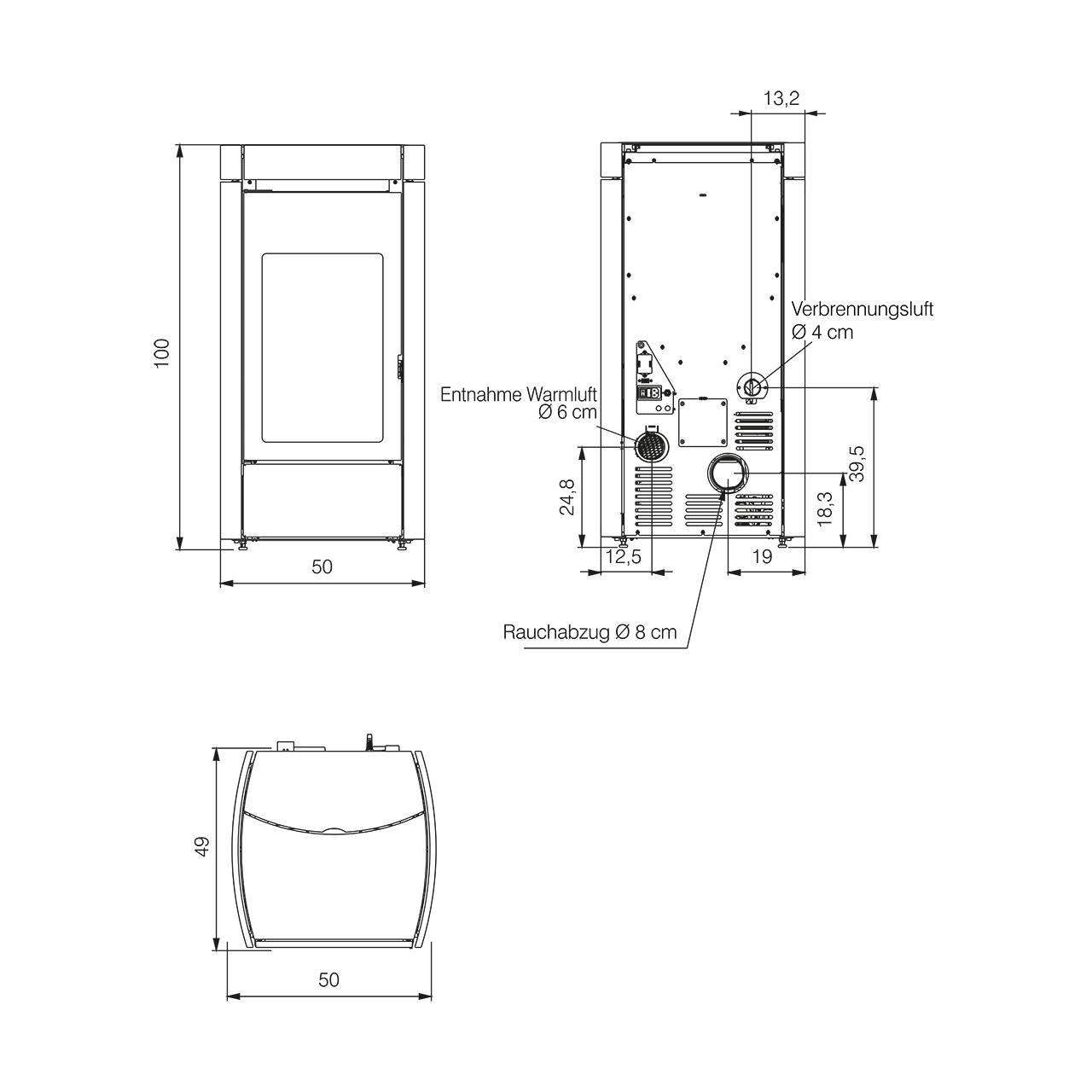 Pelletofen Edilkamin Lena 9+ Evo 9,2 kW - Ausführung: Stahl/Keramik Mattweiß