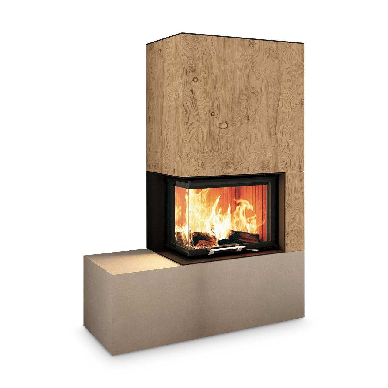 Kaminbausatz Neocube C23 7,8 kW - Oberteil: Rovere Buckskin - Unterteil: Phedra