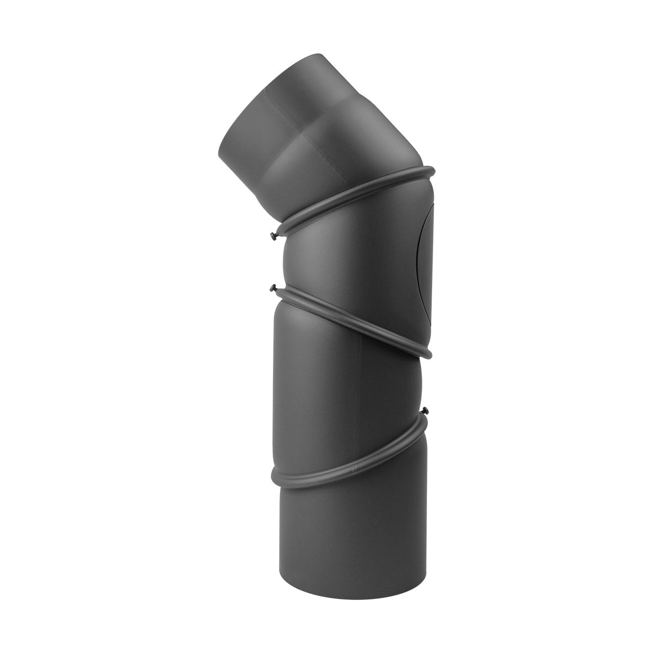 Ofenrohr Multibogen verstellbar mit Tür DN 120 mm 3 x 45° Gussgrau