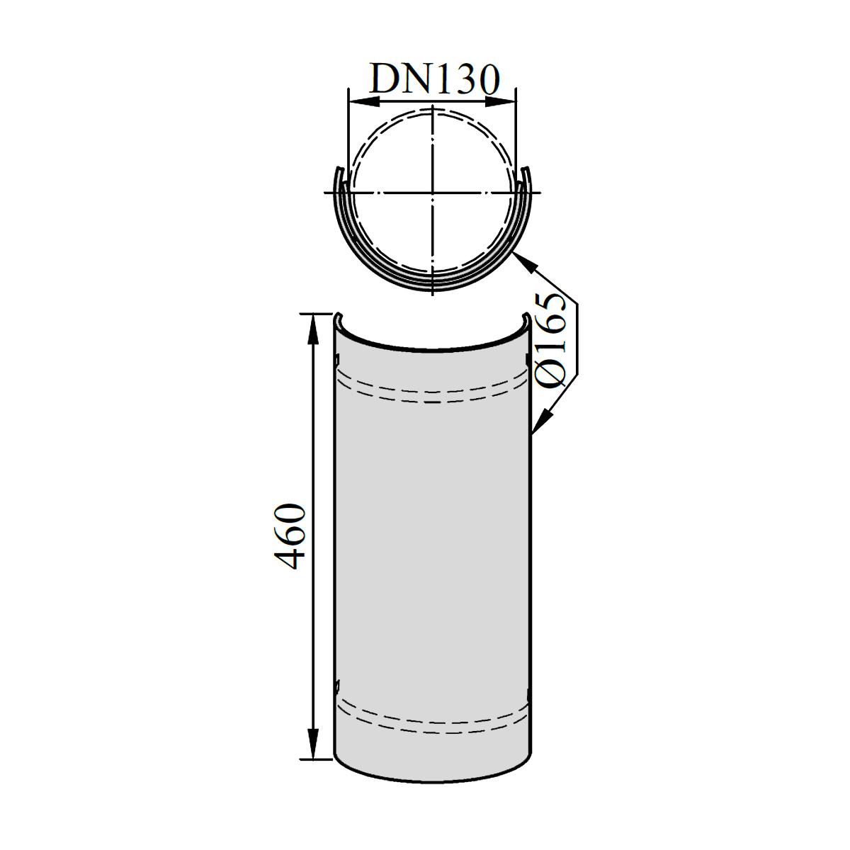 Ofenrohr Hitzeschutz DN 130 mm Länge 460 mm Schwarz