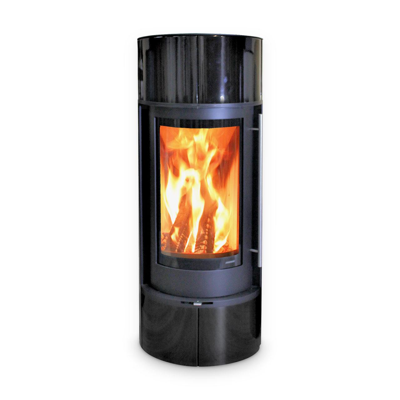 Kaminofen Skanderborg Pila Compact Kachel 6 kW - Ausführung: Kachel Schwarz glänzend - Rauchgasanschluss: oben