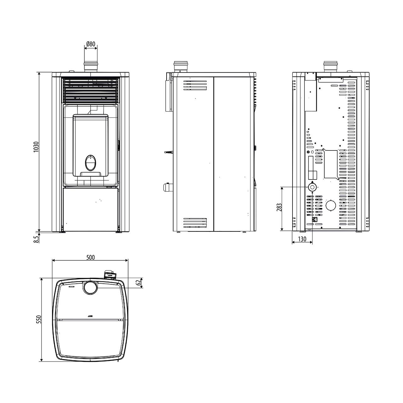 Pelletofen MCZ Ego Air 8 UP! 8 kW - Ausführung: Dark metal_308