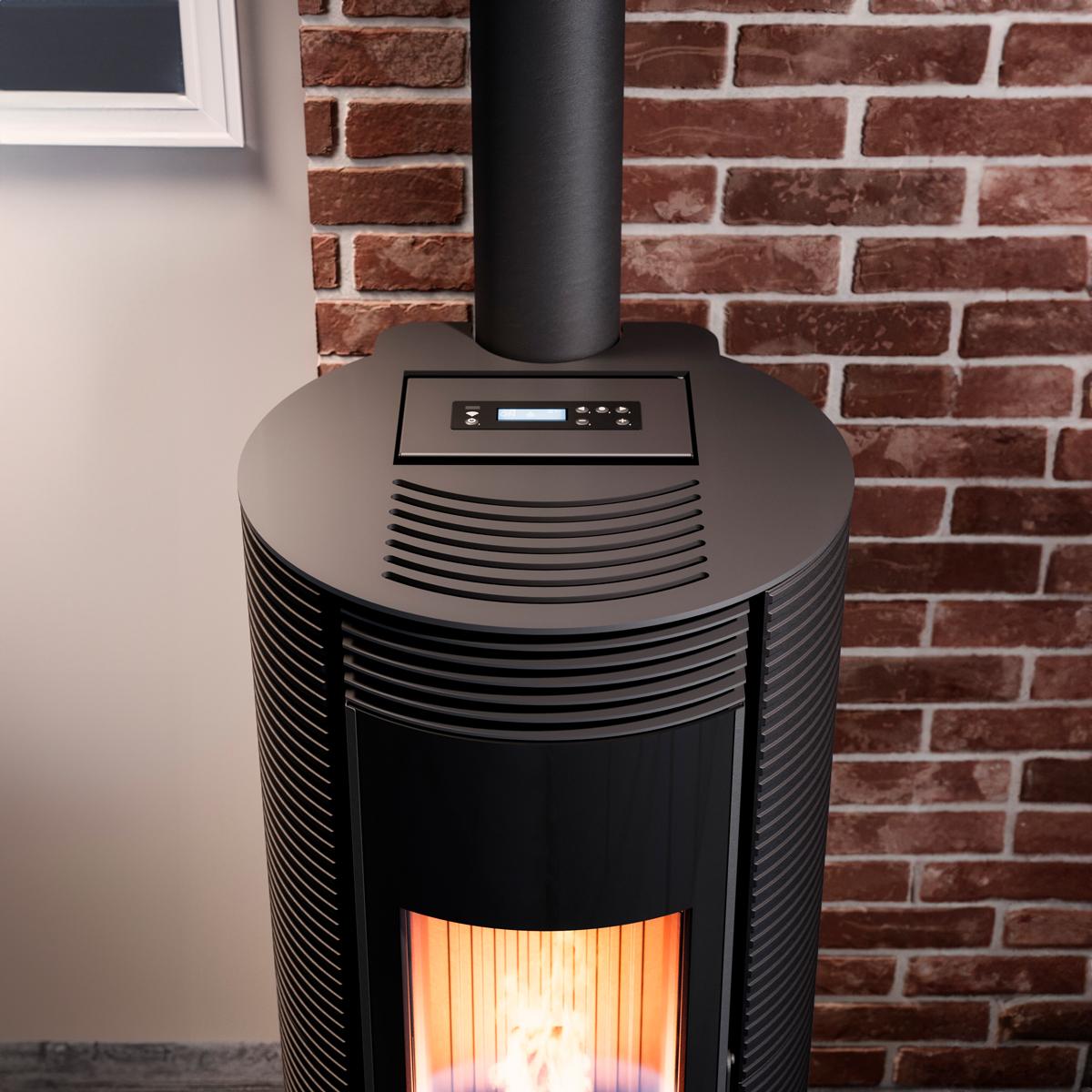 Pelletofen Cadel Spin Plus 9 Up-Twin 8,5 kW - Ausführung: Gusseisen/Schwarz