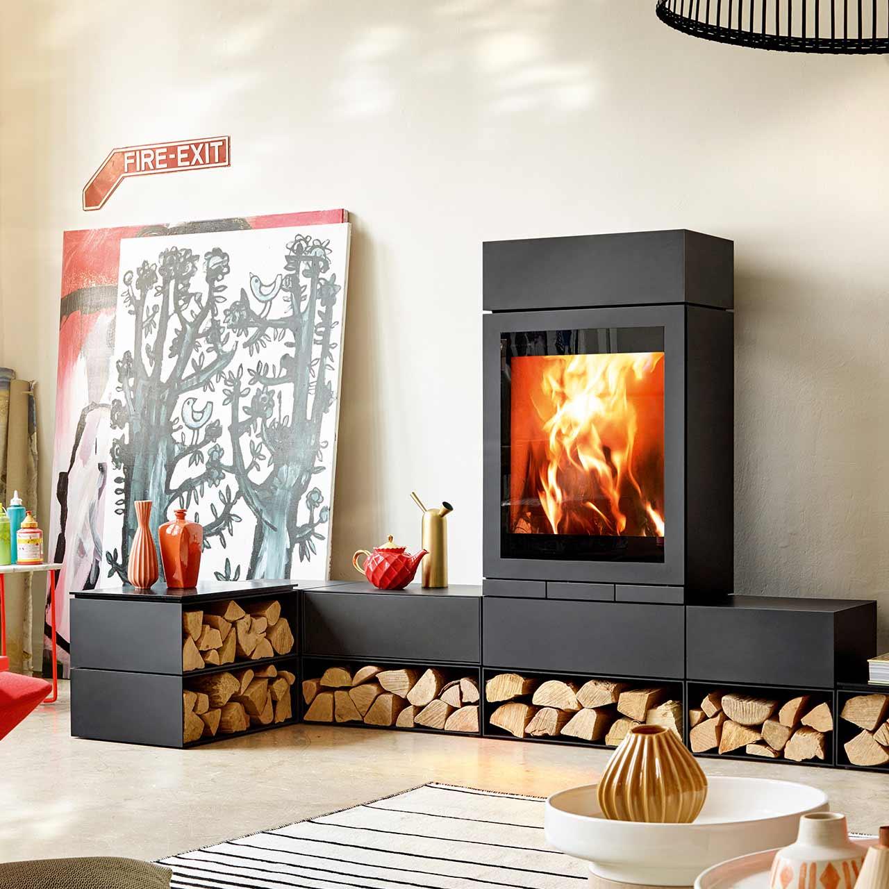 Kaminofen Skantherm Elements 603 Front 2.0 7 kW - Ausführung: Türanschlag Rechts (Griff Links)