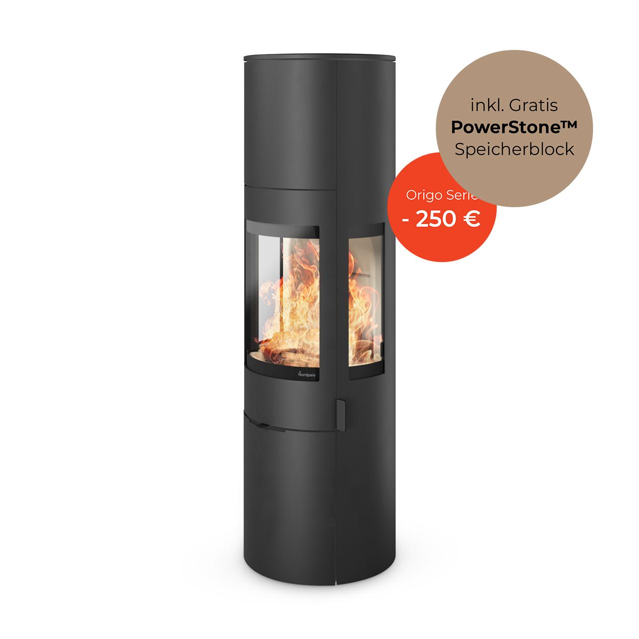 Kaminofen Nordpeis Origo High mit Seitenglas 7 kW