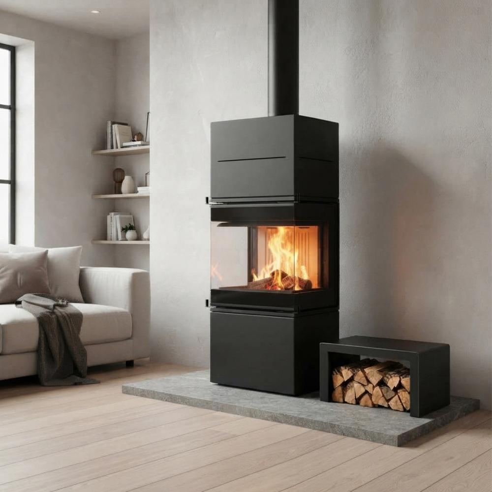 A.Caminetti Seitenbank & Holzlagerfach U-Form