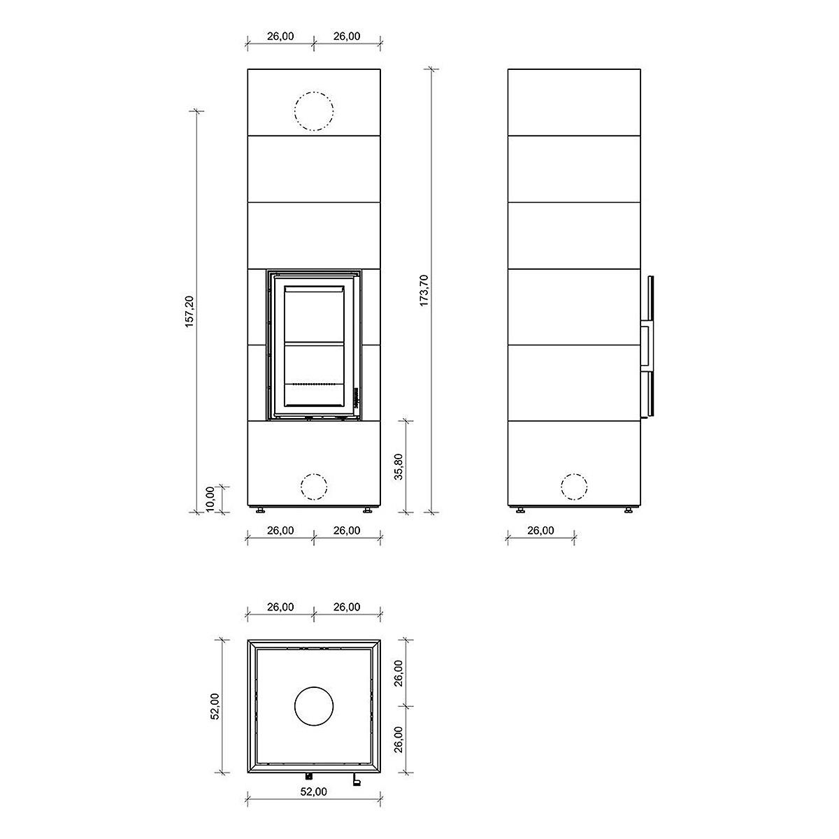 Speicherofen Monolith Depot D10 2,4/8 kW Sondermodell - Verkleidung: Nero Ferrara