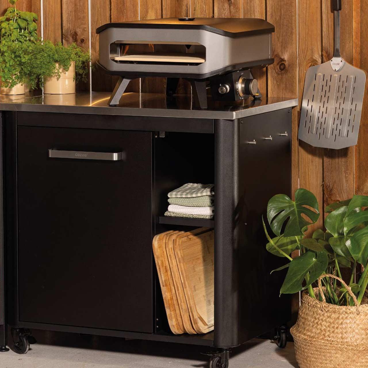 Cozze Outdoorküchen Bundle: Spülenschrank, Schrankmodul mit Gasflaschenhalter, Eckmodul und Topping-Station
