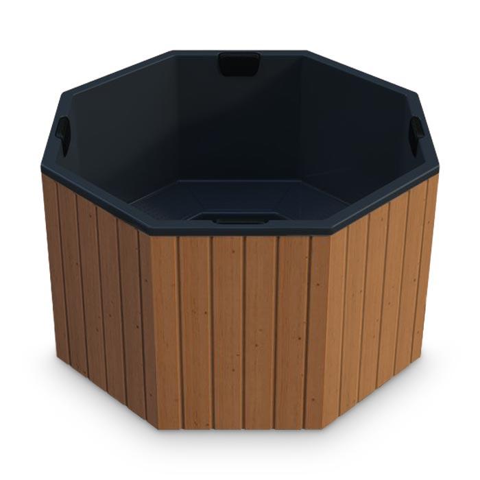 Hot Tub AA-Kaminwelt Badefass achteckig mit Kunststoffeinsatz ohne Ofen - Farbe: RAL 9005 - Größe: 2x2 m