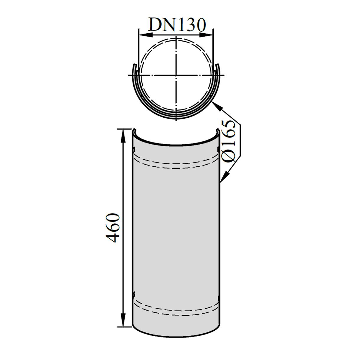 Ofenrohr Hitzeschutz DN 130 mm Länge 460 mm Gussgrau