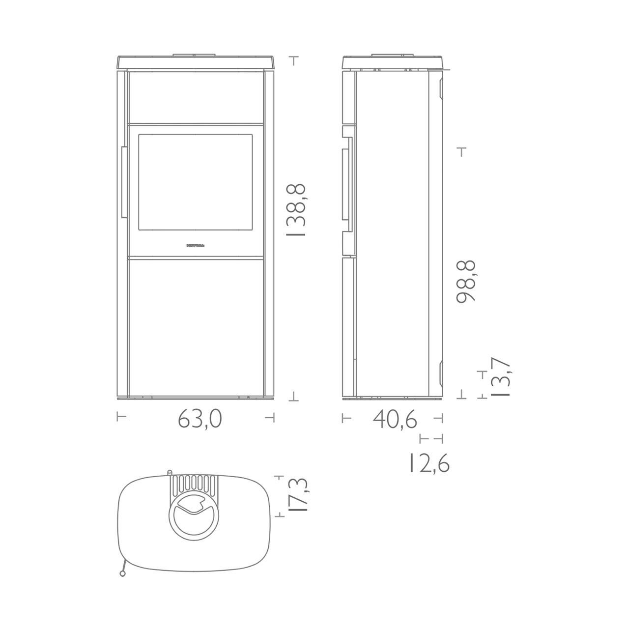 Kaminofen HWAM 4660 Stahl 7 kW Autopilot - Brennraumtür: Guss - Korpus: Grau