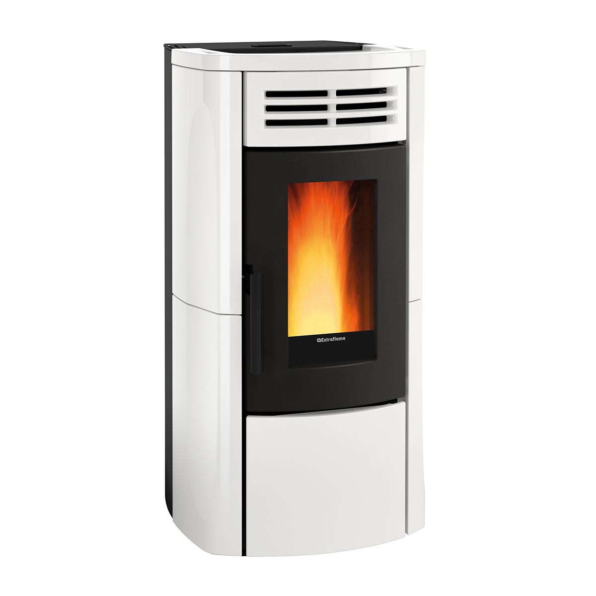 Pelletofen Extraflame Evolution Line Terry Plus mit 12,1 kW - Verkleidung: weiß
