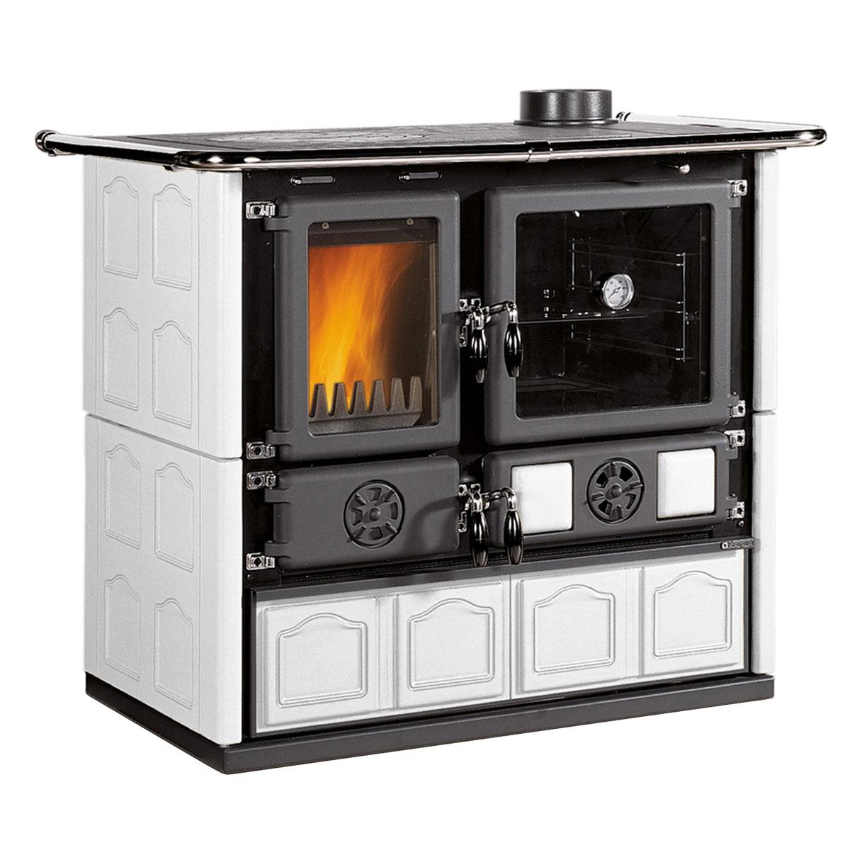 Küchenofen La Nordica Rosa 5.0 mit 8,8 kW - Verkleidung: Majolica weiß