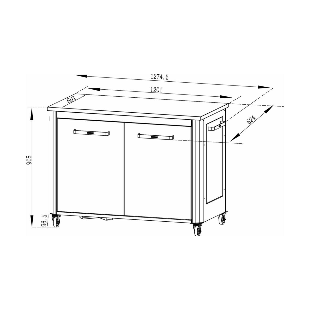 Cozze Tisch für Outdoorküche verschiedene Größen - Ausführung: mit 2 Türen, 120x60x90 cm
