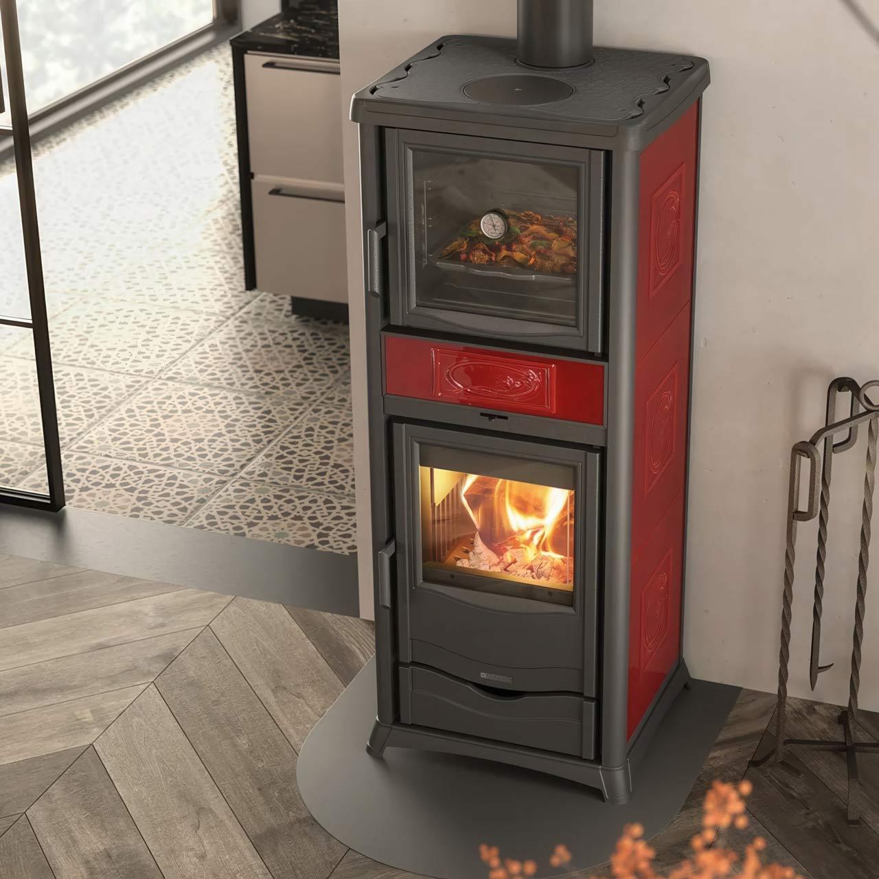 Kaminofen wasserführend La Nordica TermoRossella Plus Forno DSA.16 11,1 kW - Ausführung: Keramik Bordeaux