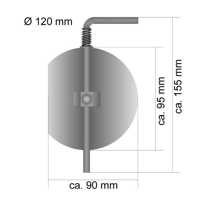 Ofenrohr Drosselklappe DN 120 bis 180 mm Schwarz - Durchmesser: 120mm