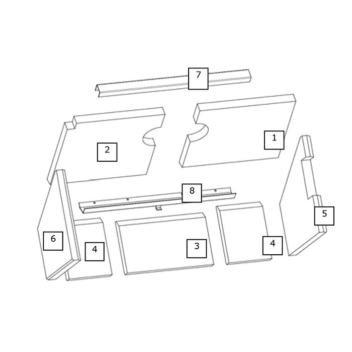 Feuerraumauskleidung Seitenstein Links Wamsler Kaminofen F-Box (132856)