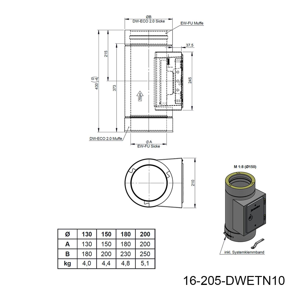 Jeremias DW-BLACK Revisionselement (bis 600°C/N1) - für Schornstein-Innendurchmesser: 150mm