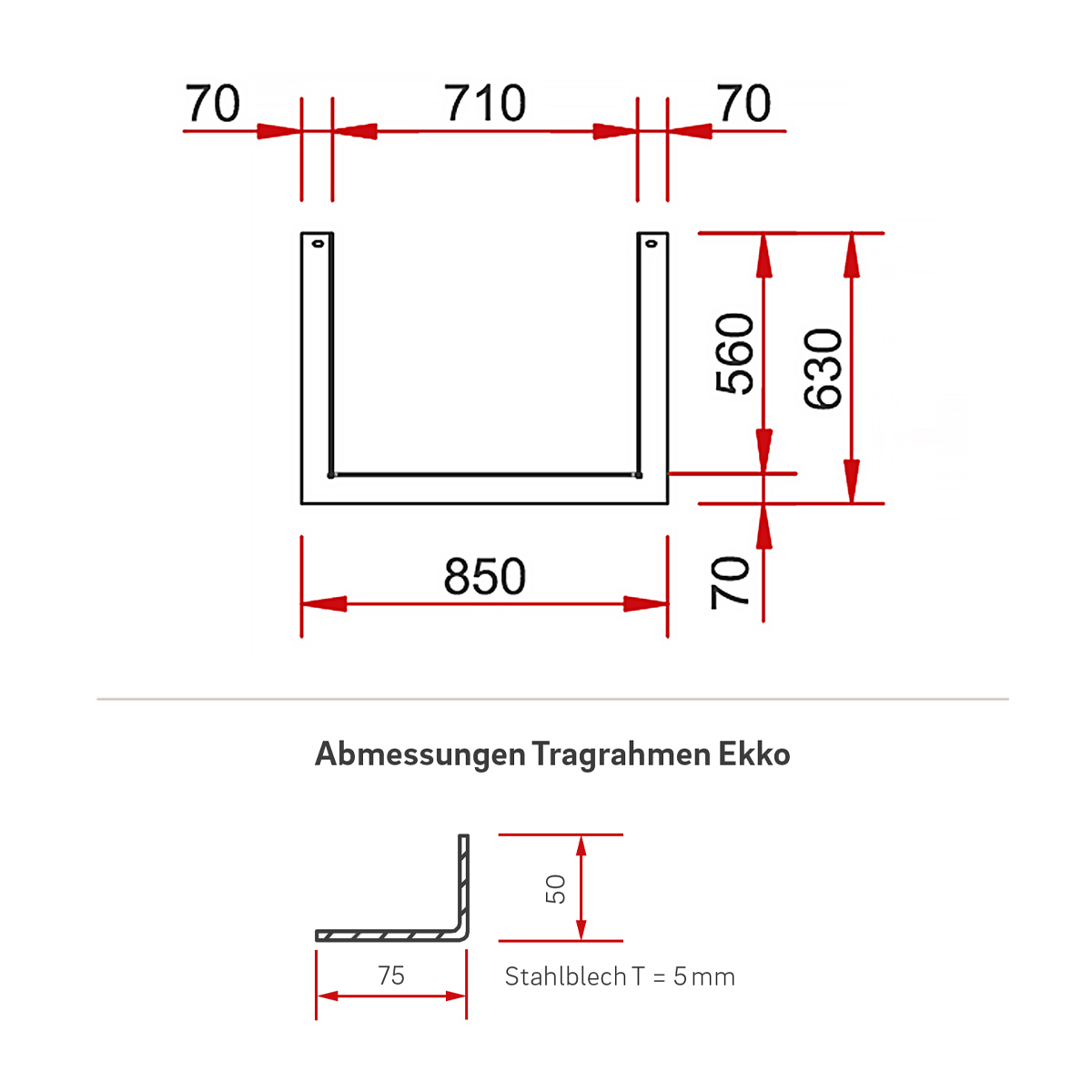 Tragrahmen für Türhöhe 57 cm  (Art. 7052602)