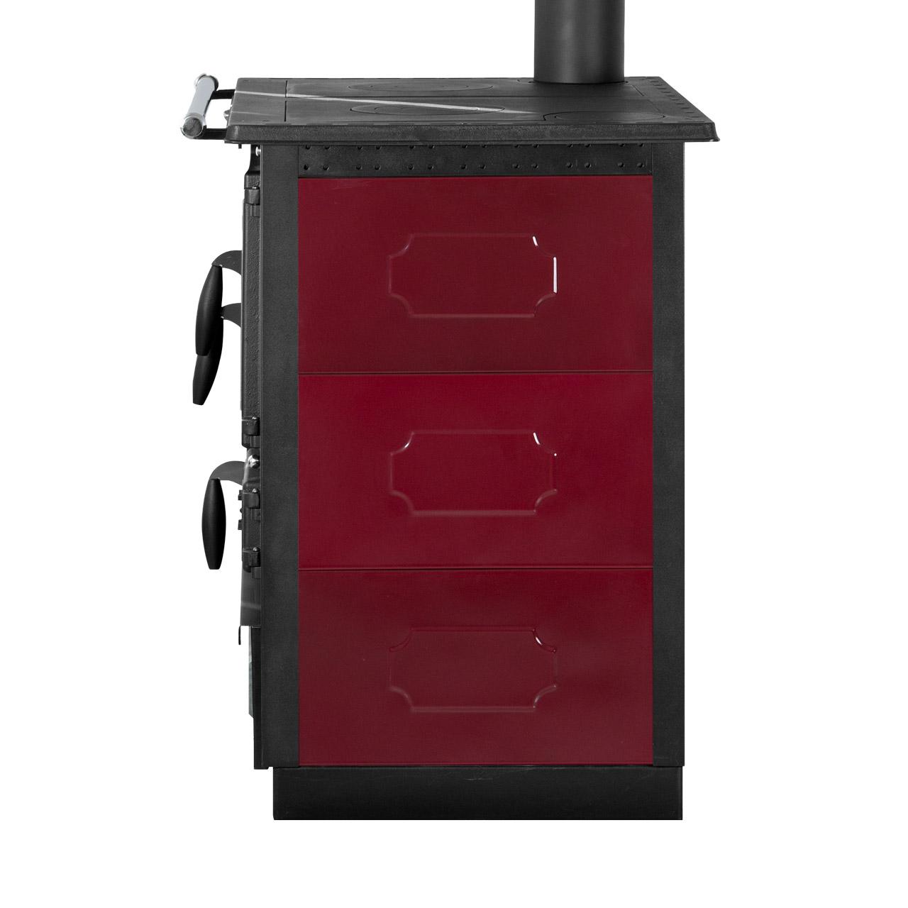 Holzherd Globe Fire Alhena Links 7 kW Bordeaux
