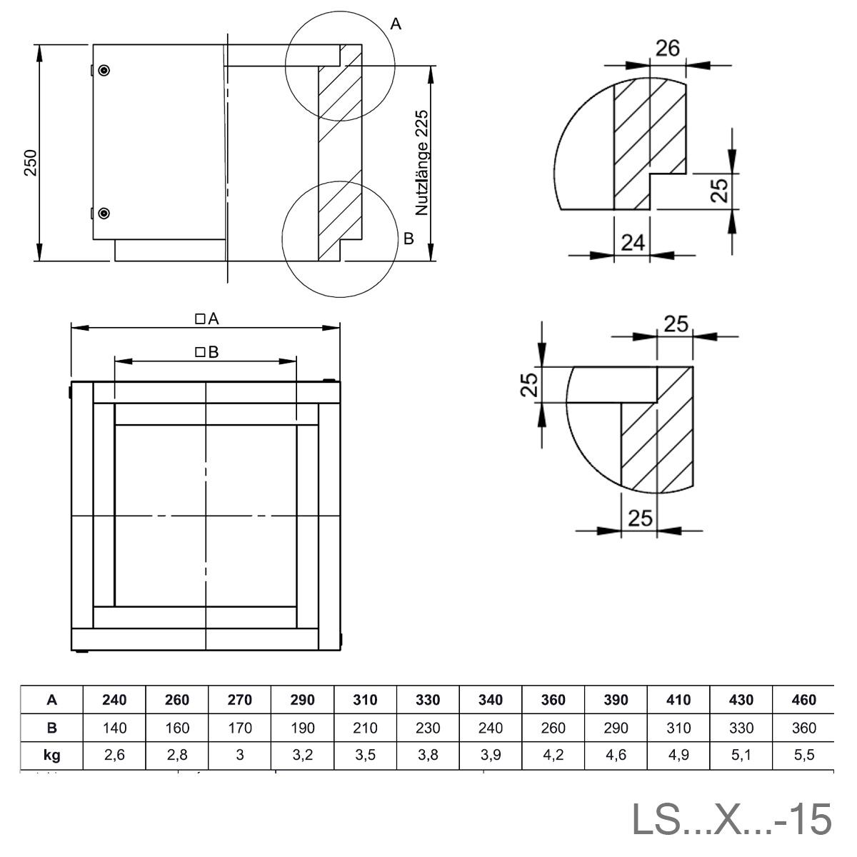 Jeremias Furado-F Schachtelement - Schachtmaß innen: 140x140mm - Länge: 250mm