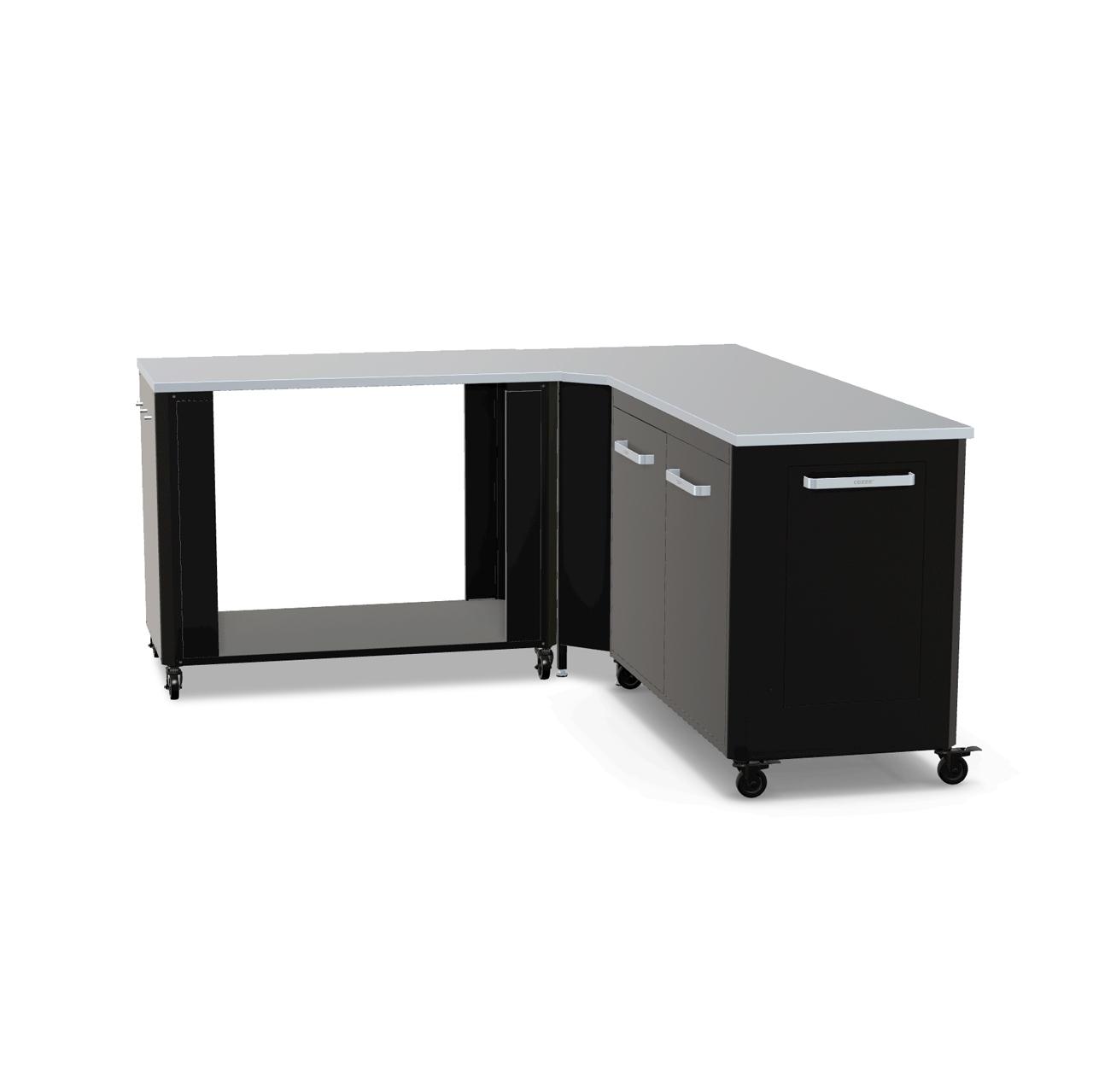 Cozze Outdoorküche Bundle mit Ecktisch, Schrankmodul 120 cm & offenem Modul 115 cm mit Edelstahlplatte