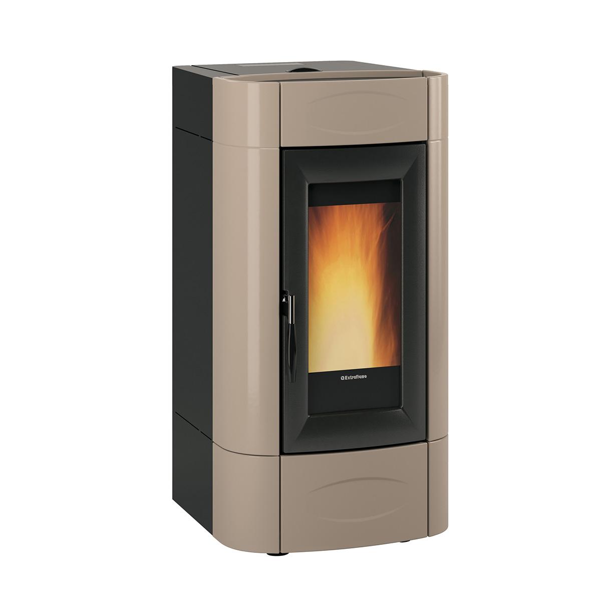 Pelletofen wasserführend Extraflame Evolution Line Isidora Idro H16 5.0.16 mit 18,9 kW - Verkleidung: taupe