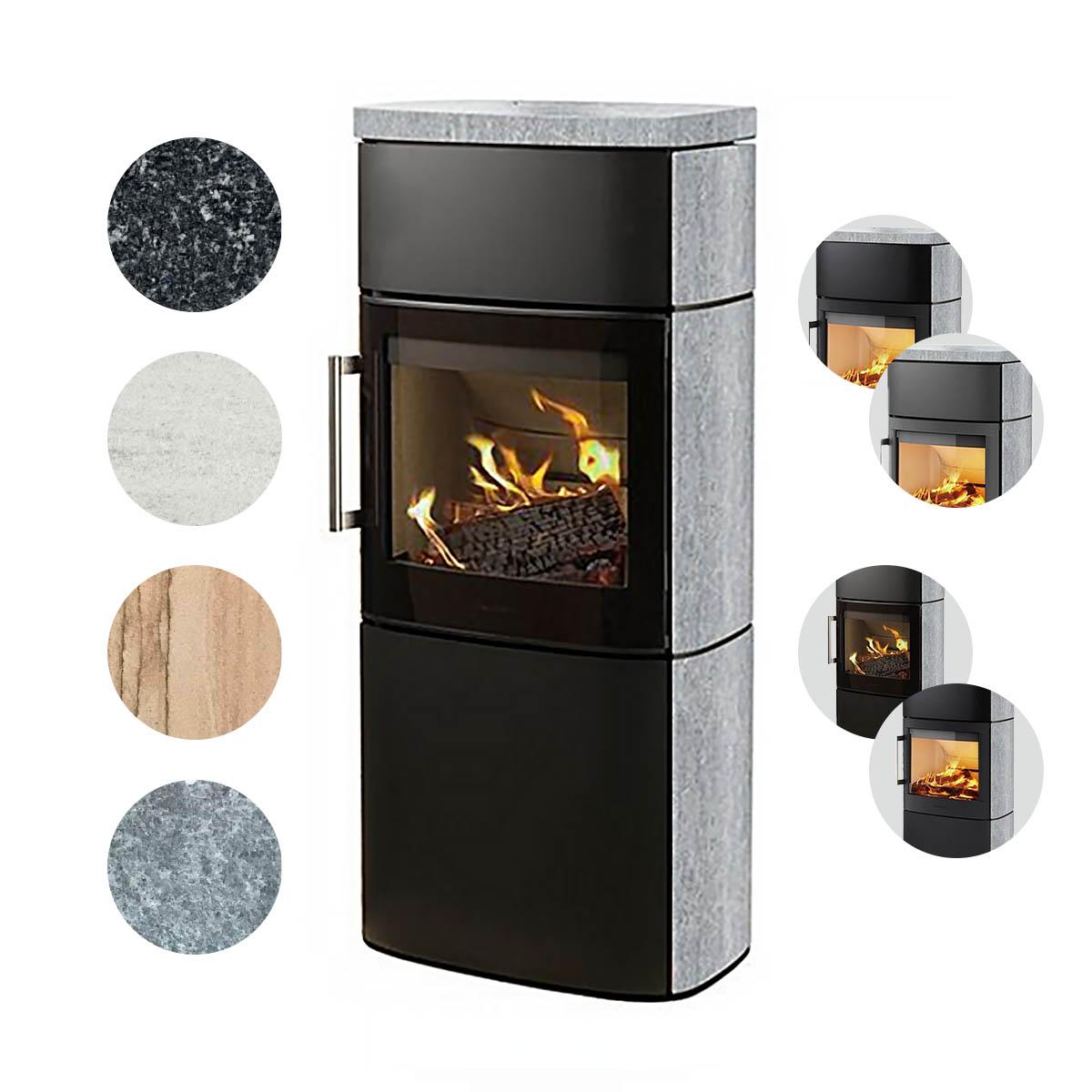 Kaminofen HWAM 4660 Stein SmartControl 8 kW - Brennraumtür: Guss - Verkleidung: Dark Galaxy - Korpus: Schwarz