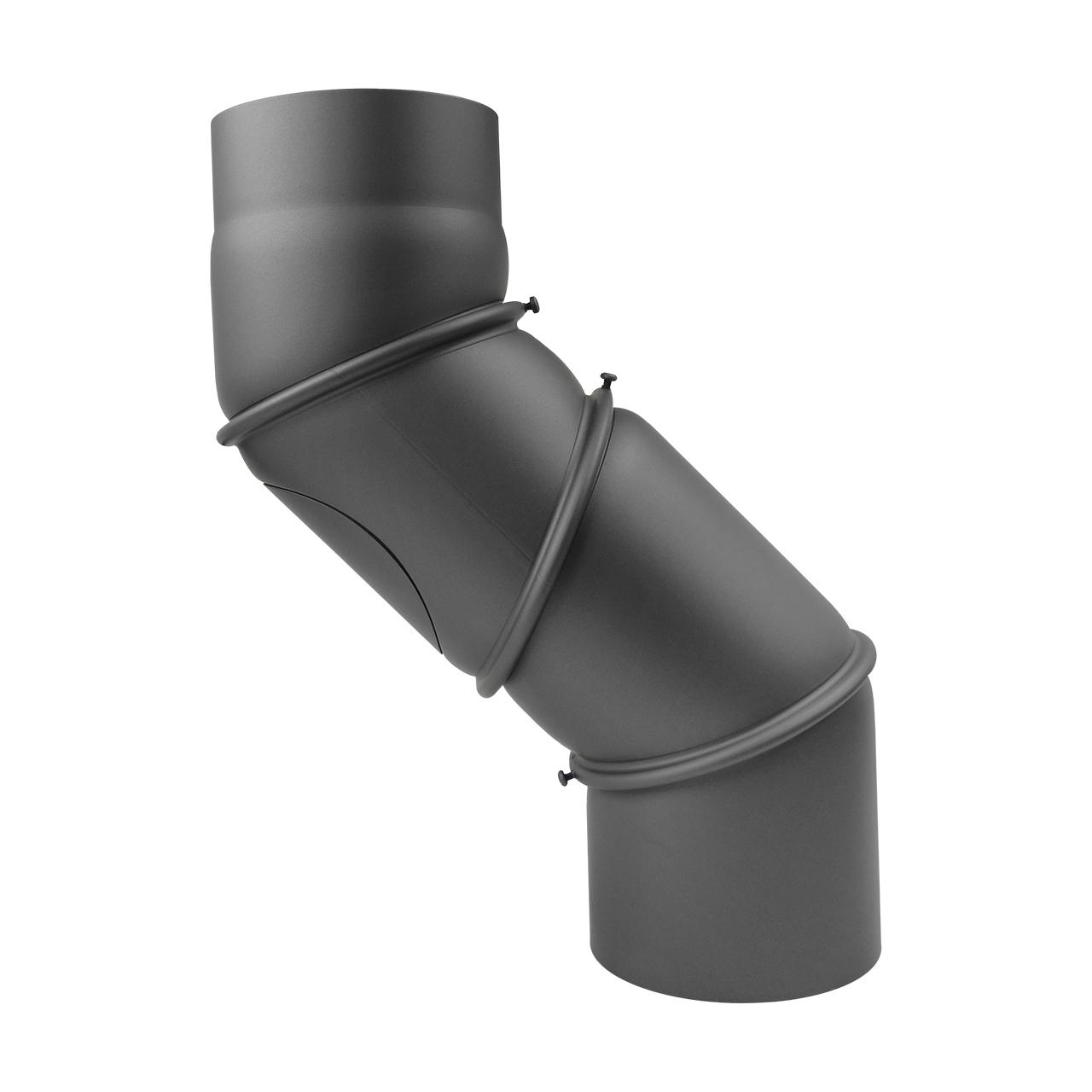 Ofenrohr Multibogen verstellbar mit Tür DN 180 mm 3 x 45° Gussgrau